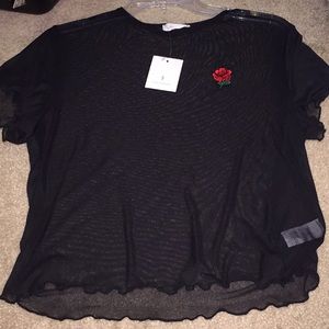 Rose 🌹 embroidered mesh top